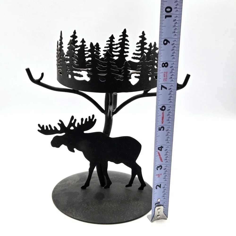 Moose Tealight Candleholder Rustic Black Metal PartyLite Farmhouse Decor‎